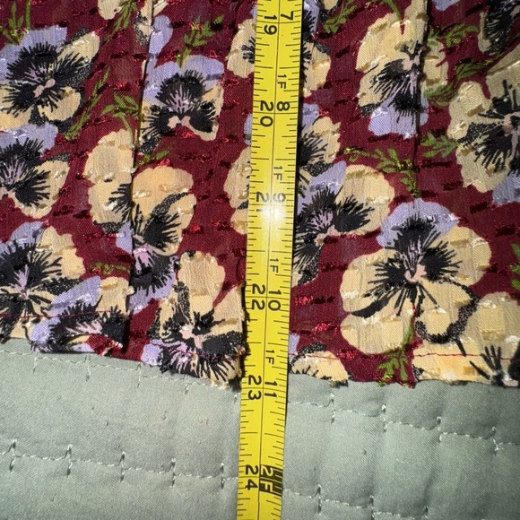 Madewell Drawstring Ruffle-Hem Top in Viola Floral. Size XS EUC - Picture 8 of 15